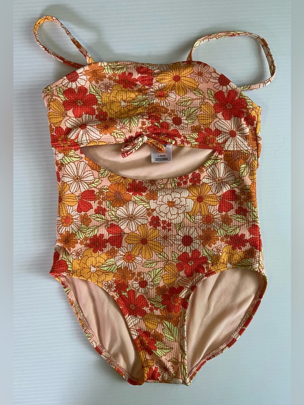 art class Orange & Yellow Floral One-Piece Swimsuit for Kids